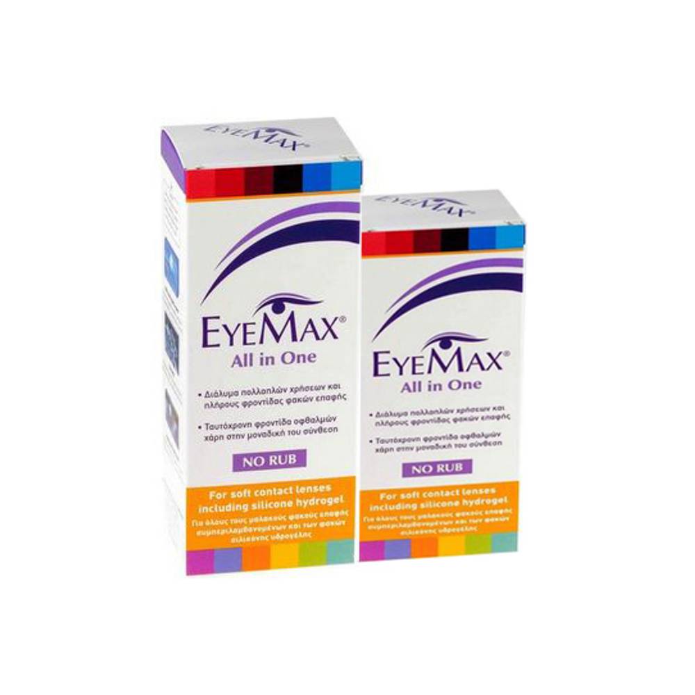 Eyemax All in One Διάλυμα Απολύμανσης και Ενυδάτωσης Φακών Eπαφής 360ml + 100ml